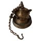 Brass Hanging Diya Oil Lamp With 5 Wick And Long Chain